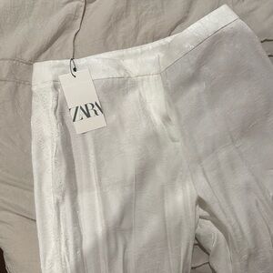 Elegant White Zara Lace Pants with shine